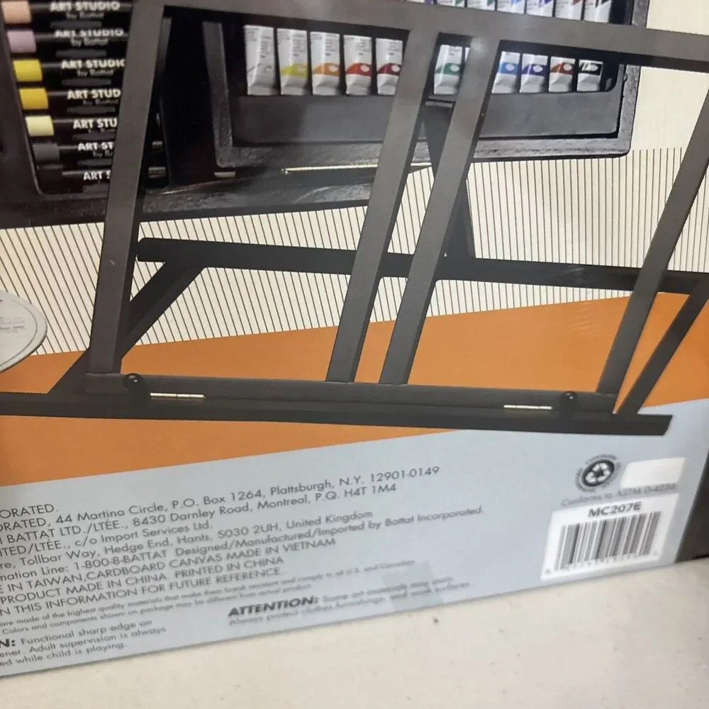 Battat Art Studio 2-Level Wooden Case 137 Piece Set, Includes 36 tubes of paint